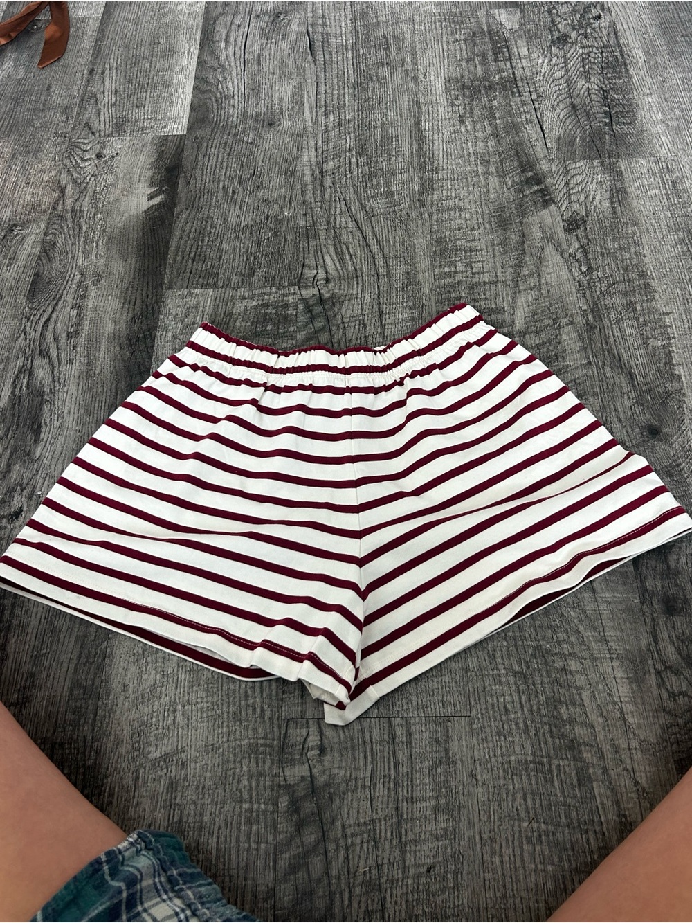 Tuckernuck White & Burgundy Striped Athletic Shorts